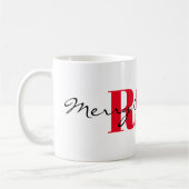 Grote rode initialen & vrolijk kerstfeest 11oz kla koffiemok (Links)