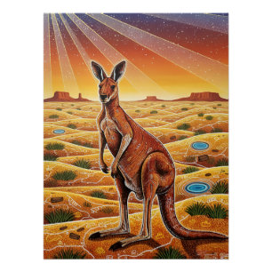 Grote rode kangoeroe in de Australische outback Perfect Poster