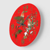 Grote rode kardinaal en Engelse Robin Wall Clock Klok (Hoek)