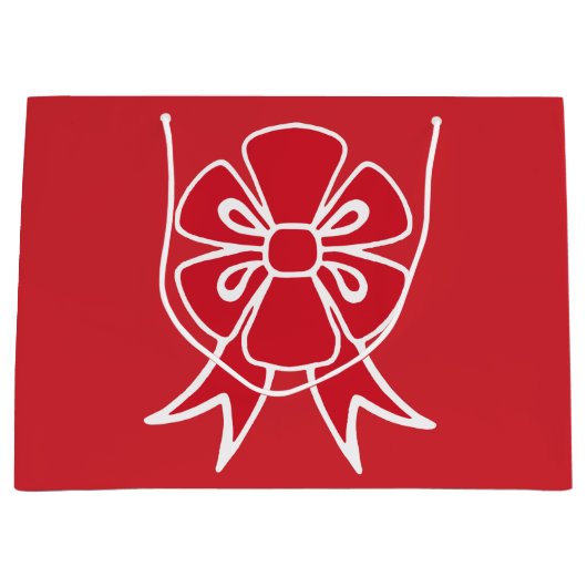 Grote Rode Kerstboog Gift Bag Groot Cadeauzakje (Voorkant)