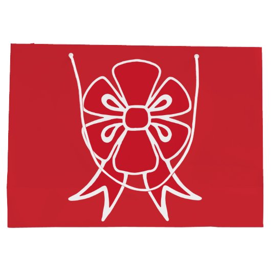 Grote Rode Kerstboog Gift Bag Groot Cadeauzakje (Achterkant)