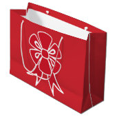 Grote Rode Kerstboog Gift Bag Groot Cadeauzakje (Voorkant Gekanteld)