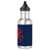 Grote rode krab op blauwe achtergrond terug naar s waterfles  (Rechts)