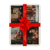 Grote Rode Lint Kerstmis Aangepaste 4 Foto Decorat Magneet (Verticaal)