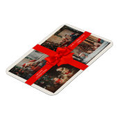 Grote Rode Lint Kerstmis Aangepaste 4 Foto Decorat Magneet (Linkerzijde)