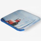 Grote Rode Michigan vuurtoren en zeilboot Papieren Bordje (Gebogen)