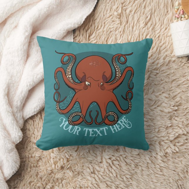 Grote rode octopus kunstwerk gepersonaliseerde tek kussen (Deken)