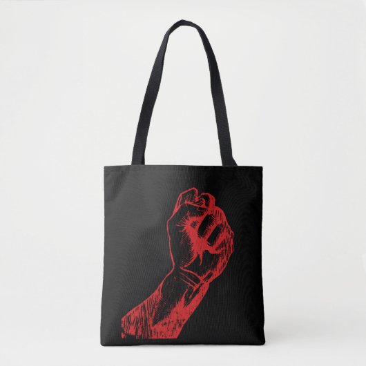 Grote Rode Opstandige Vuist Tote Bag (Voorkant)