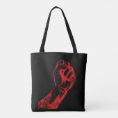 Grote Rode Opstandige Vuist Tote Bag (Achterkant)