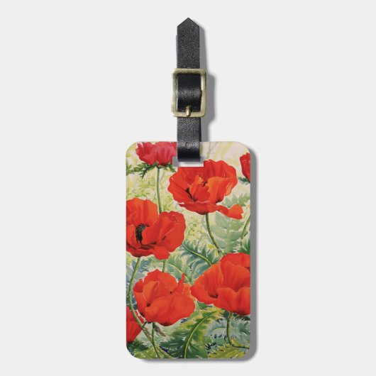 Grote rode papaver bagagelabel (Voorkant verticaal)