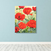 Grote rode papaver canvas afdruk (Insitu (Houten vloer))