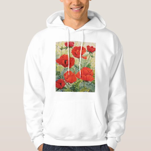 Grote rode papaver hoodie (Voorkant)