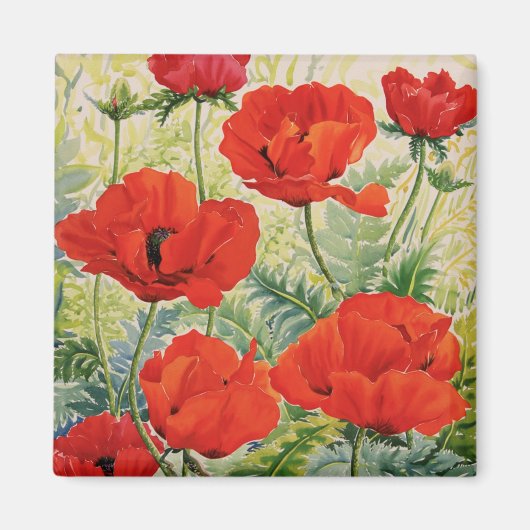 Grote rode papaver magneet (Voorkant)