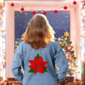Grote rode poinsettia bloem denim jacket