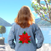 Grote rode poinsettia bloem denim jacket
