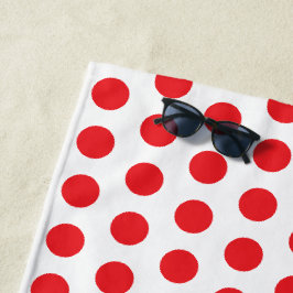 Grote Rode Polka Dots Handdoek