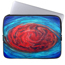 Grote rode pot met Jupiter laptophoes Laptop Sleeve