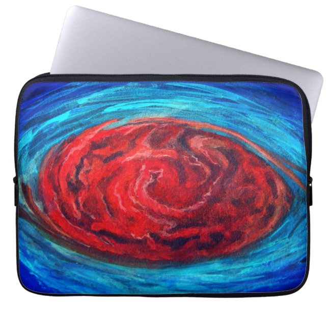 Grote rode pot met Jupiter laptophoes Laptop Sleeve (Voorkant)