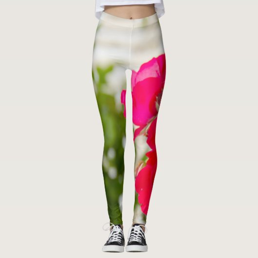 Grote rode rozen in de tuin leggings (Voorkant)