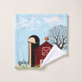 Grote Rode Schuur Boerderijdieren Kattenbloemen Vl Bad Handdoek (Wasdoekje)