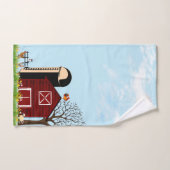 Grote Rode Schuur Boerderijdieren Kattenbloemen Vl Bad Handdoek (Handdoek)