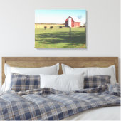 Grote rode schuur en vee weide canvas afdruk (Insitu (Slaapkamer))