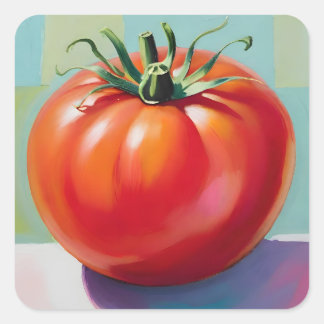 Grote rode smakelijke tomaat vierkante sticker