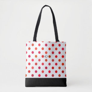 Grote rode Stippen in verschillende schaduwen van Tote Bag