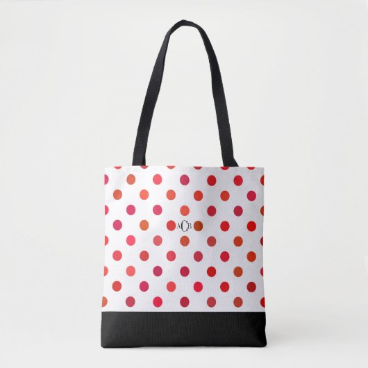 Grote rode Stippen in verschillende schaduwen van  Tote Bag (Voorkant)