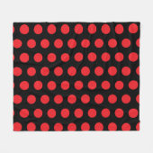 Grote rode stippen op zwarte handdoek fleece deken (Voorkant (Horizontaal))