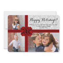 Grote Rode Strik 3 Foto Kerstkaart