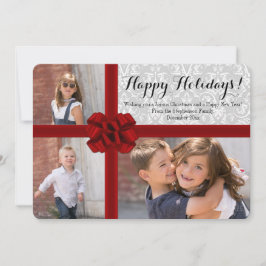 Grote Rode Strik 3 Foto Kerstkaart