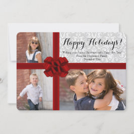 Grote Rode Strik 3 Foto Kerstkaart