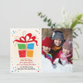 Grote Rode Strik Foto Kerstkaart (Staand voorkant)