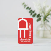 Grote Rode Stroomstekker Elektriciteit Visitekaartje (Staand voorkant)