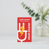 Grote Rode Stroomstekker Elektriciteit Visitekaartje (Staand voorkant)