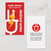 Grote Rode Stroomstekker Elektriciteit Visitekaartje (Voorkant / Achterkant)