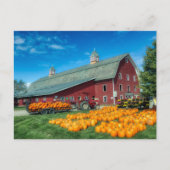 Grote rode Vermont-muur met pompoenen Briefkaart (Voorkant)