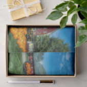 Grote rode Vermont-muur met pompoenen Tissuepapier (Geschenk)