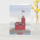 Grote Rode Vuurtoren, Holland, Michigan Kaart (Gele Bloem)