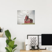 Grote Rode Vuurtoren Impressionisme Poster (Thuiskantoor)