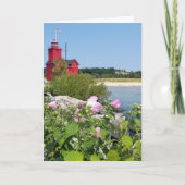 Grote rode vuurtoren met hibiscus kaart (Voorkant)
