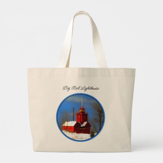 Grote Rode Vuurtoren Schilderen Holland Originele Grote Tote Bag (Achterkant)