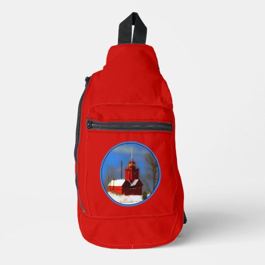 Grote Rode Vuurtoren Schilderen Holland Originele Sling Bag (Voorkant)