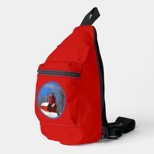 Grote Rode Vuurtoren Schilderen Holland Originele  Sling Bag (Rechterhoek)