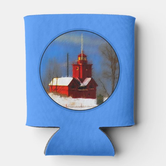 Grote Rode vuurtoren schilderen - Oorspronkelijke  Blikjeskoeler (Achterkant)