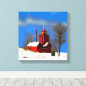 Grote Rode vuurtoren schilderen - Oorspronkelijke  Canvas Afdruk (Insitu (Houten vloer))