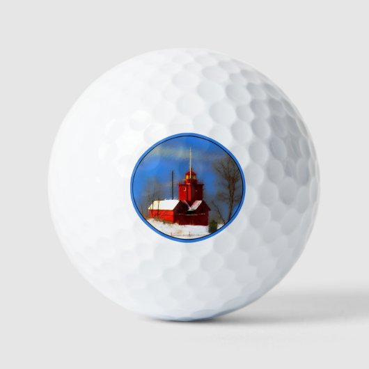 Grote Rode vuurtoren schilderen - Oorspronkelijke  Golfballen (Voorkant)