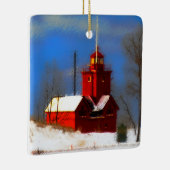 Grote Rode vuurtoren schilderen - Oorspronkelijke  Keramisch Ornament (Rechts)