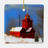 Grote Rode vuurtoren schilderen - Oorspronkelijke  Keramisch Ornament (Achterkant)